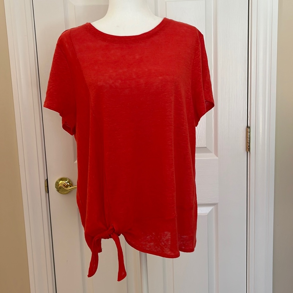 J.Jill Love Linen Knotted Hem Tee